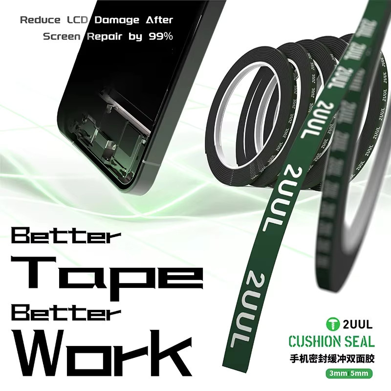 2UUL CS01 CS02 Doppelseitiges Schaumklebeband in Grün für iPhone, Tablet und elektrische Geräte zur Bildschirmrahmen-Reparatur, Dicke: 3 mm oder 5 mm - Bild 3