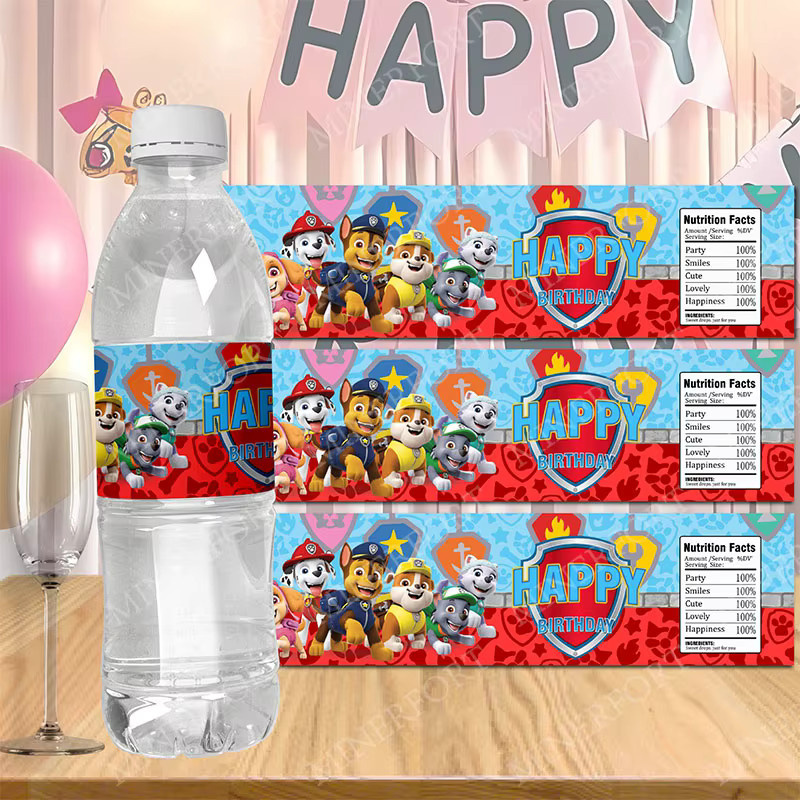 Paw Patrol Aufkleber für Wasserflaschen und Party-Dekoration, Mehrfarbig - Bild 3