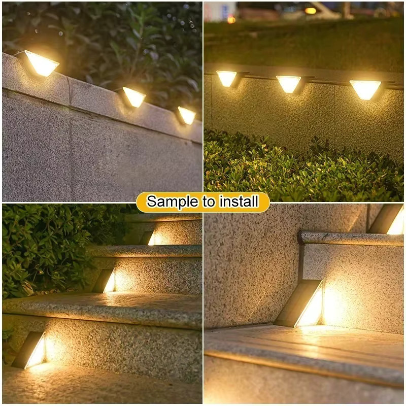 KDULIT Solar-Stufenleuchten für den Außenbereich in Schwarz mit warmweißem Licht, IP66 wasserdicht, moderne Einbauleuchten für Terrasse und Hof - Bild 2