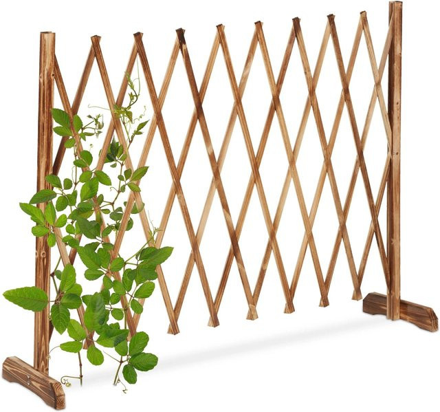 Relaxdays Rankgitter aus Tannenholz in Natur, freistehend und ausziehbar, B: 90 cm, T: 28 cm, H: 25 cm bis 275 cm - Bild 1
