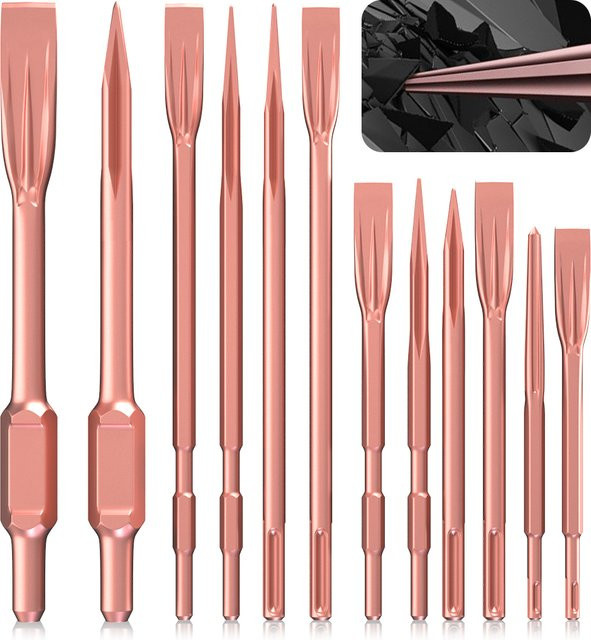 SHENSEN SDS Plus Meißel Set für Elektrohammer in Rose Gold, 2er-Set zum Schlitzen von Beton und Mauerwerk - Bild 1