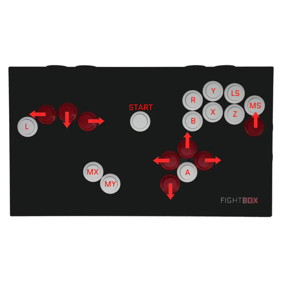 FightBox R1-F Arcade-Spielcontroller All Button Style Frame in Schwarz mit Sanwa-Tasten und Raspberry Pi PICO Board - Bild 2