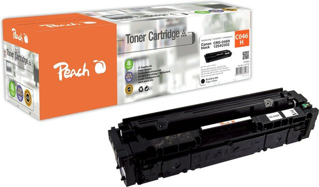 Peach HP 046 Hbk Toner XL Schwarz (wiederaufbereitet) ersetzt Canon CRG-046H BK für Canon i-SENSYS LBP-650, LBP-653 Cdw und MF 730 - Bild 1
