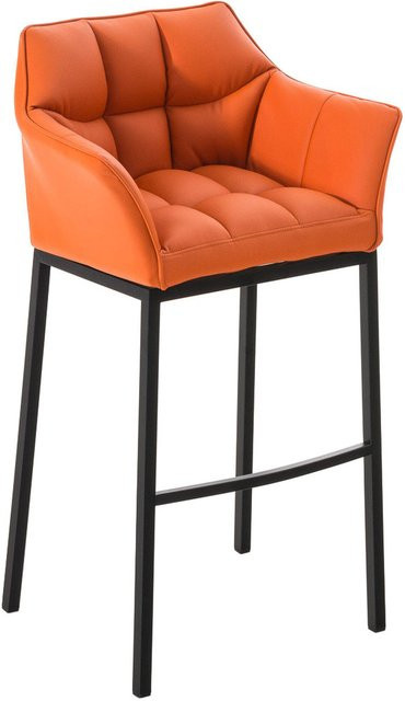 TPFLiving Barhocker Damaskus mit 4-Fuß Gestell in Schwarz und Orange aus Kunstleder - Bild 1