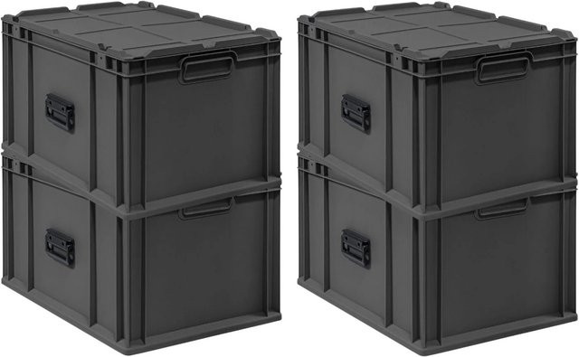 PROREGAL Supersparset 4x Eurobox Nextgen Portable Transportbehälter Schwarz, H x B x T: 33,5 x 40 x 60 cm, 65 Liter - Bild 1