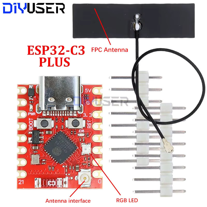 DIYUSER ESP32-C3 SuperMini Plus Entwicklungsboard V2.0 mit WiFi und Bluetooth in Rot - Bild 3
