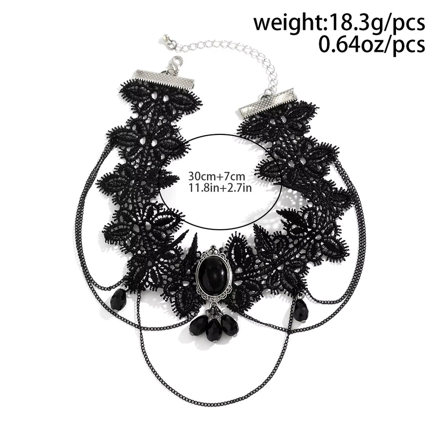 Ingemark Choker Halskette, Schwarz, Spitze, Kristall, Damen, Vintage - Bild 2