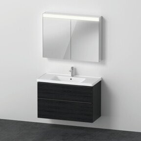 Duravit D-Neo Badezimmer-Möbelset mit Spiegelschrank und Waschtisch-Unterbau in Eiche schwarz, Breite: 100,5 cm - Bild 1
