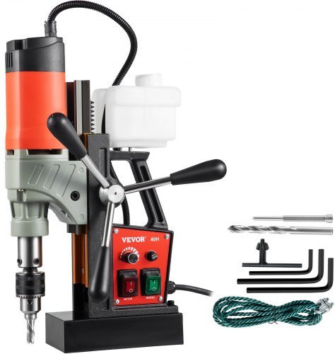 VEVOR Magnetbohrmaschine 1200 W mit 13000 N Magnetkraft, Variable Geschwindigkeit 580 RPM, Rot - Bild 1