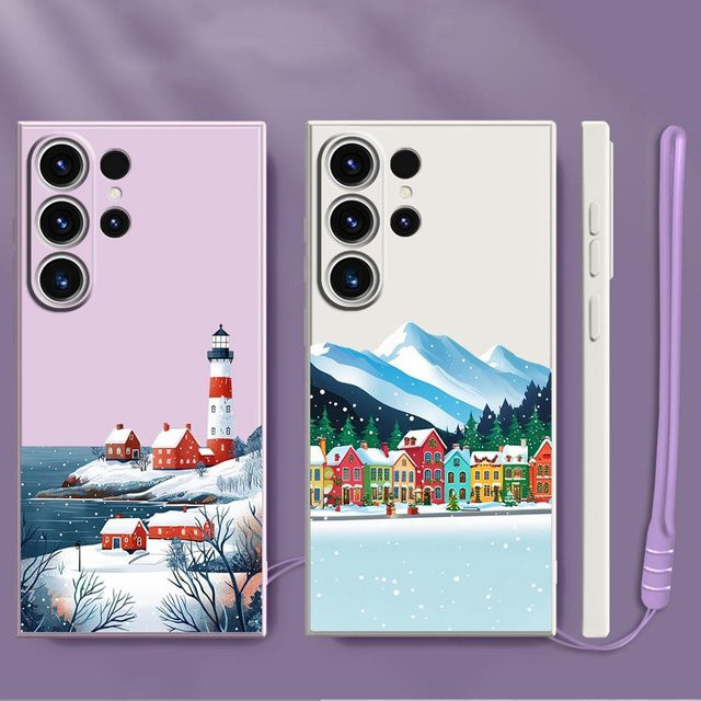 Handyhülle mit Winterschnee Motiv für Samsung Galaxy S24 FE S23 S22 Ultra S21 Plus S20 Note 20 Soft Cover - Bild 1