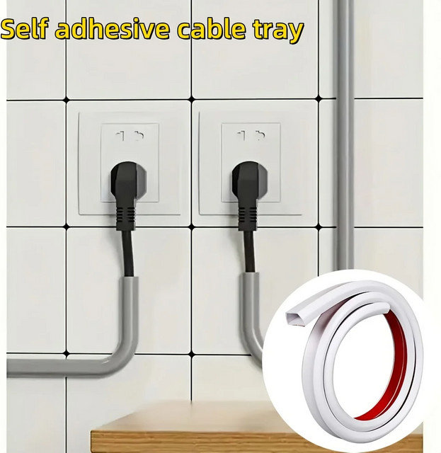 Selbstklebendes PVC-Kabelrohr als flexible Kabelschutzabdeckung für deinen Haushalt, 2 m oder 3 m Länge, in Grau oder Weiß - Bild 1