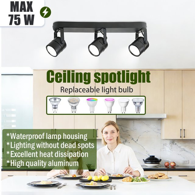 LANGYUE Moderne GU10 LED-Deckenleuchte aus Aluminium in Schwarz für Küche, Esszimmer und Home Office - Bild 1