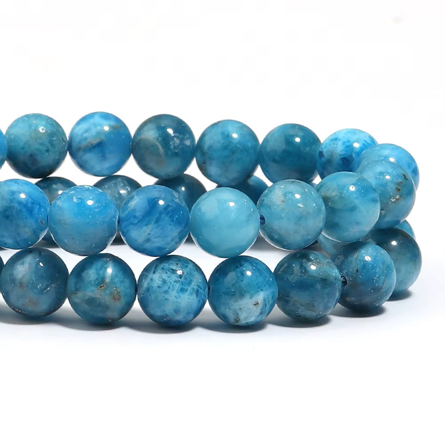 Apatit-Steinperlen, blau, rund, 6/8/10 mm, Unisex - Bild 3