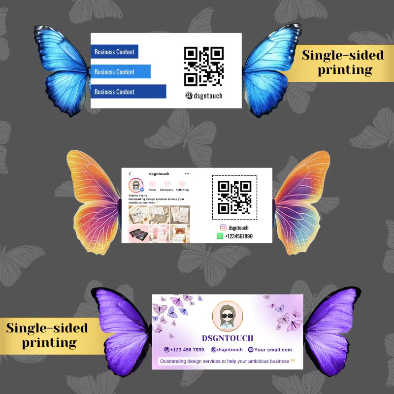 DSGNTOUCH Schmetterling Visitenkarten in Mehrfarbig, individuell gestanzt und faltbar aus Papier - Bild 1
