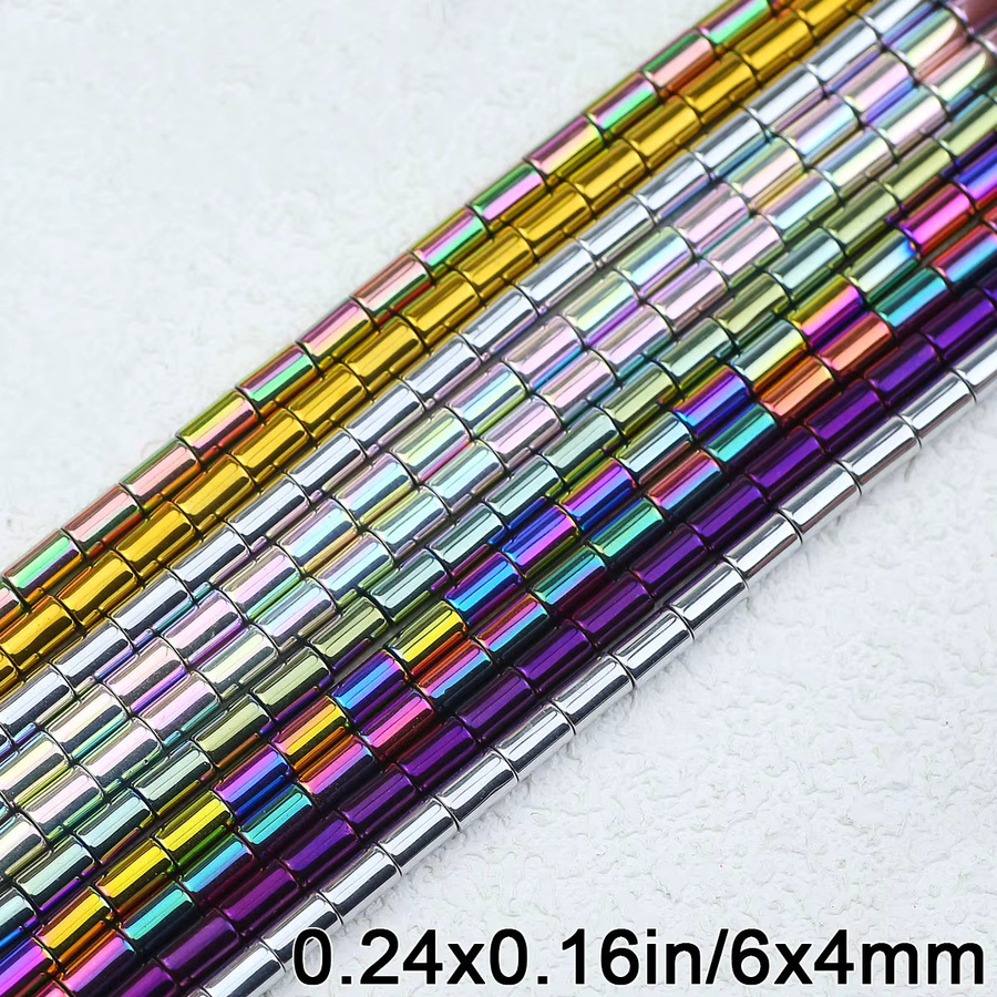 JHNBY Perlen Hämatit Naturstein, Zylinder Rohr, 6x4mm, Unisex - Bild 4