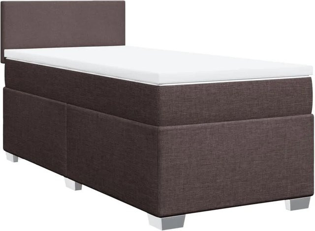 vidaXL Boxspringbett Hybrid mit Matratze und Taschenfederkern, Dunkelbraun, B/T/H: 80 x 200 cm - Bild 1