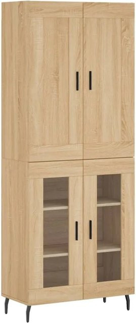 vidaXL Highboard Sonoma-Eiche mit Glastüren und Regalfächern, Farbe Braun, B/T/H: 69,5 x 34 x 180 cm - Bild 1