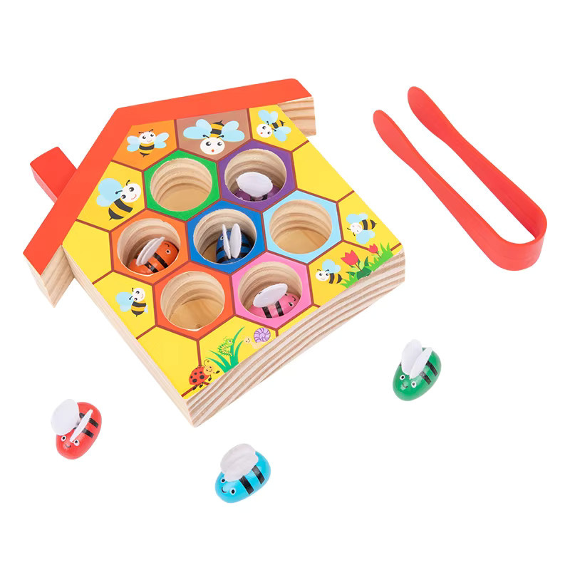 Tlewj Montessori Bienenfalle-Spiel, Holz, Bunt / Mehrfarbig - Bild 2