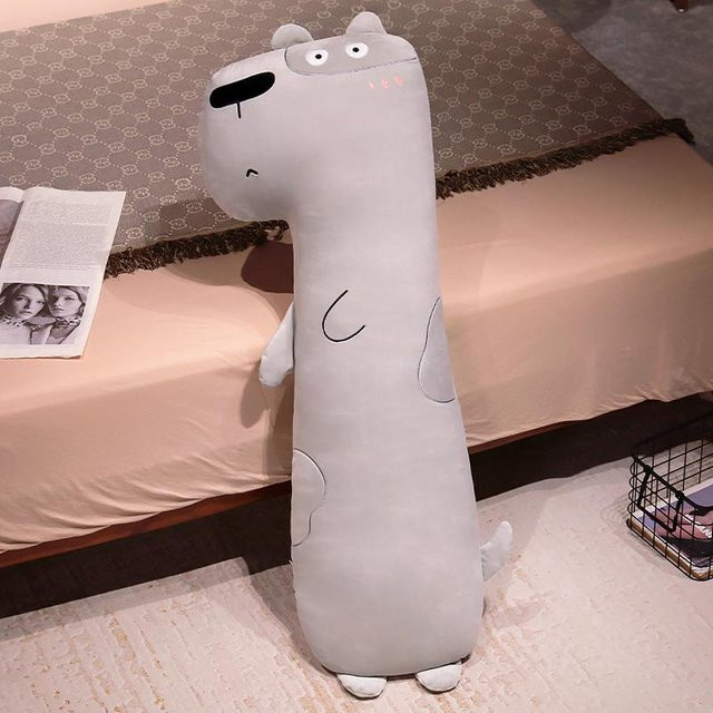 Kidsly Langes Hunde Plüschkissen, graue Puppe, 80cm - Bild 1