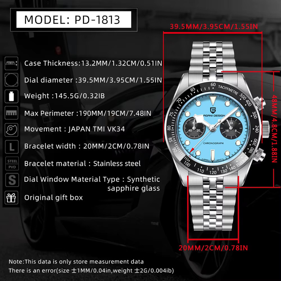 Pagani Design Chronograph, Quarz, Edelstahl, Keramiklünette, Herren - Bild 5