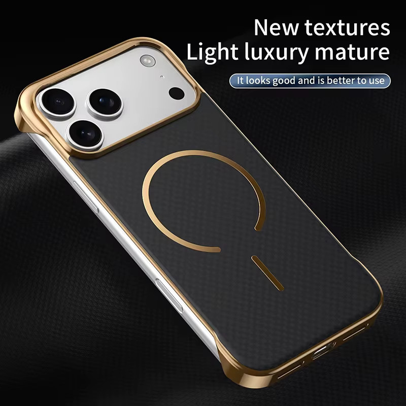 Kevlar Randlose Kabellose Ladehülle mit Linsenschutz für iPhone 17 Pro Max, iPhone 16, iPhone 15, iPhone 14, iPhone 13 in Braun - Bild 2
