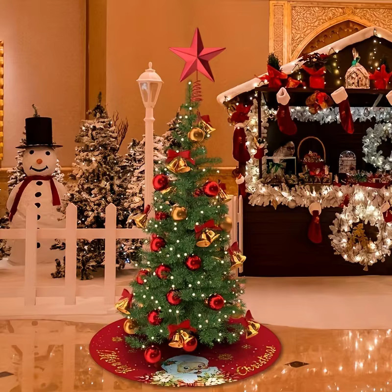 VIKAMA Weihnachtsbaumrock mit traditionellem Weihnachtsmann-Print in Rot und Schleifen-Design - Bild 5