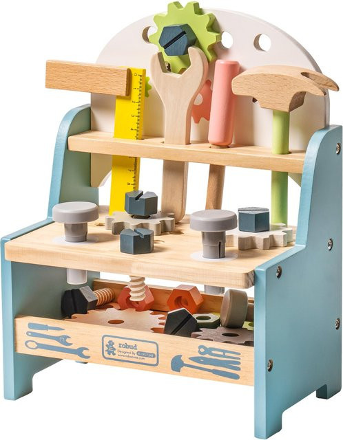 ROBUD Mini Holz-Werkbank-Set, Rollenspiel-Set, ab 3 Jahre - Bild 1