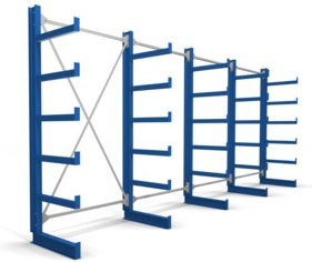 STIER Kragarmregal einseitig mit 4 Feldern und 5 Ebenen, Farbe: Enzianblau, B/H/T: 520 x 200 x 50 cm - Bild 1