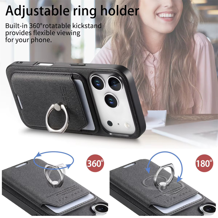 szHAIyu 2in1 Magnetische iPhone Hülle mit abnehmbarer Lederbrieftasche für iPhone 17 Pro Max, 16, 15 Plus, 14, 13, 12, 11 Pro in Schwarz und Rot - Bild 4