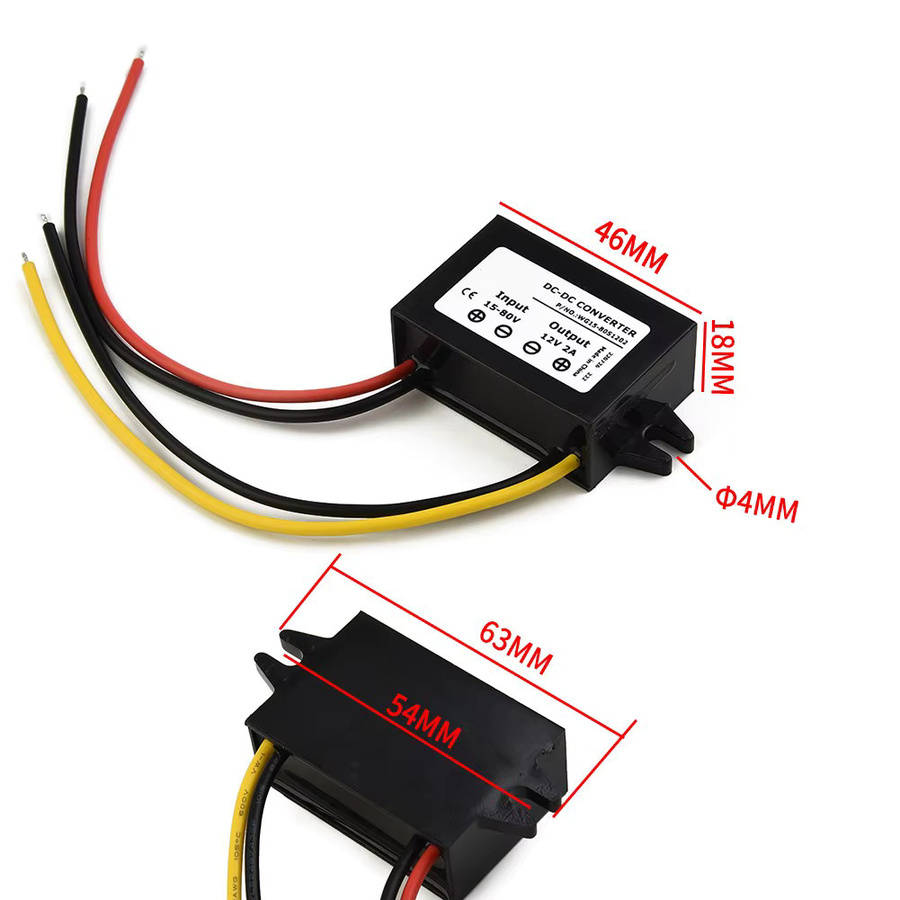 DC-DC Step Down Modul Konverter Schaltregler 15V-72V zu 12V 2A 24-36W Schwarz B/H/T: 6,3 x 3,2 x 1,8 cm - Bild 3
