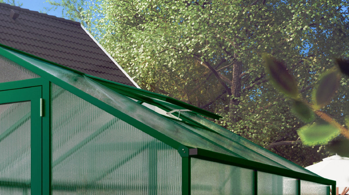 KGT Zusätzliches Dachfenster für Gewächshäuser der Modelle Rose, Orchidee, Lilie und Dahlie aus Aluminium in Moosgrün - Bild 2