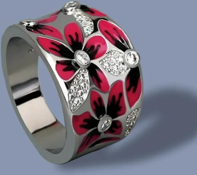 YIRAN Ring Damen, Kupferfarbe, Blume, Weiße Steine - Bild 1