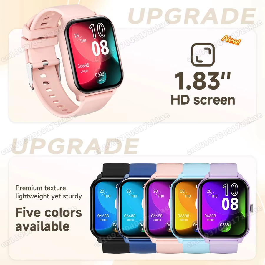 tranyago Smartwatch, 1,83'', Pink, Silikon, Bluetooth, Rechteckig - Bild 4