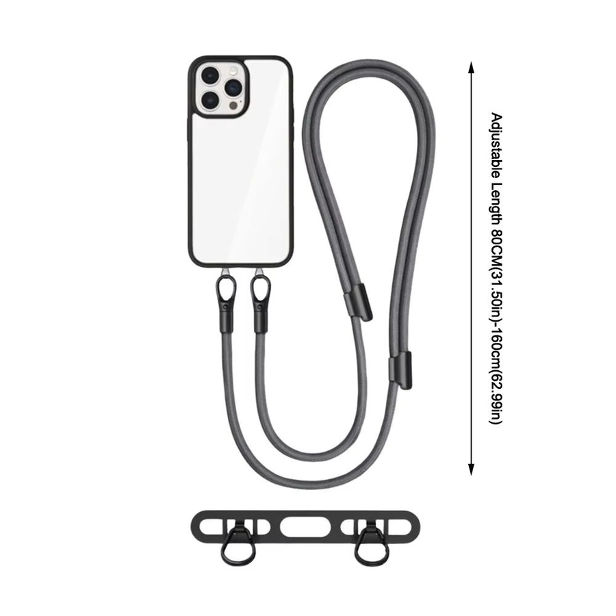 Handy-Lanyard mit doppelter Schnalle und Edelstahl-Patch als Anti-Verlust Halsband in Schwarz und Lila - Bild 4
