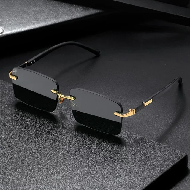 DIXSG Sonnenbrille, randlos, rechteckig, Metall, Unisex - Bild 1