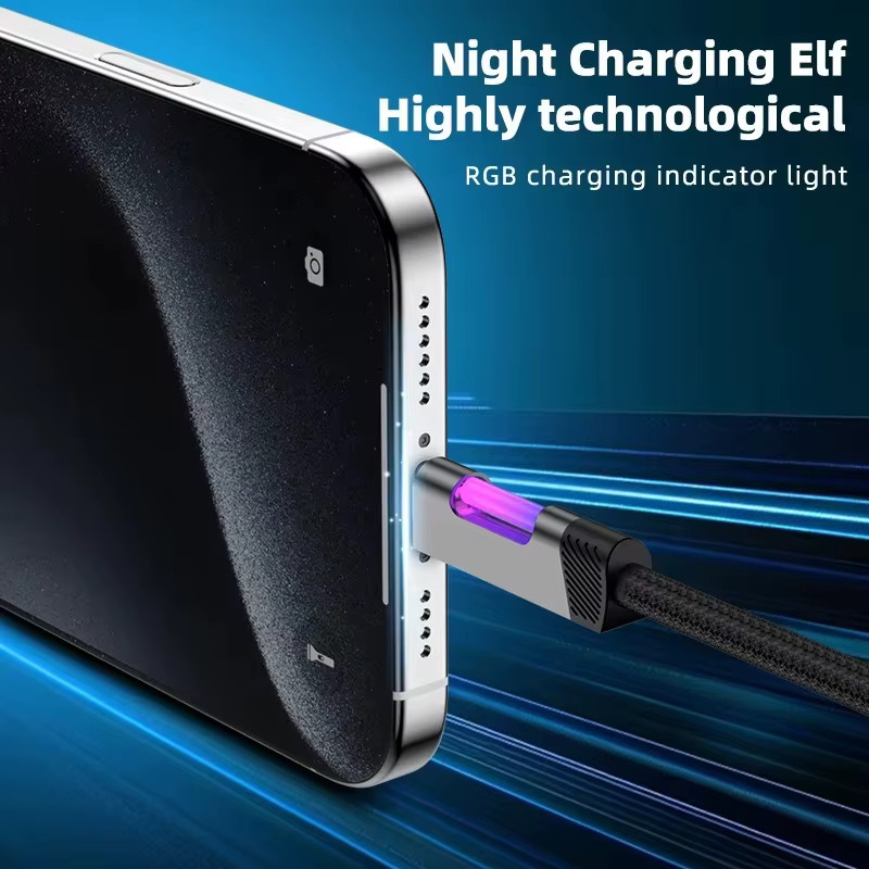 NNBILI RGB Schnellladekabel Set Schwarz: 100W USB-A auf USB-C und 60W USB-C auf USB-C Ladekabel für Xiaomi, Huawei, OPPO und OnePlus - Bild 2