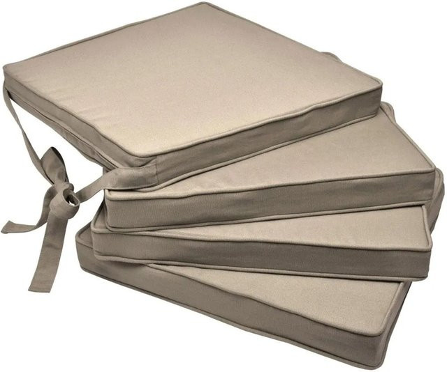 Beautissu Loft SK Stuhlkissen 4er Set, Farbe Beige, B/T/H: 45 x 40 x 5 cm - Bild 1