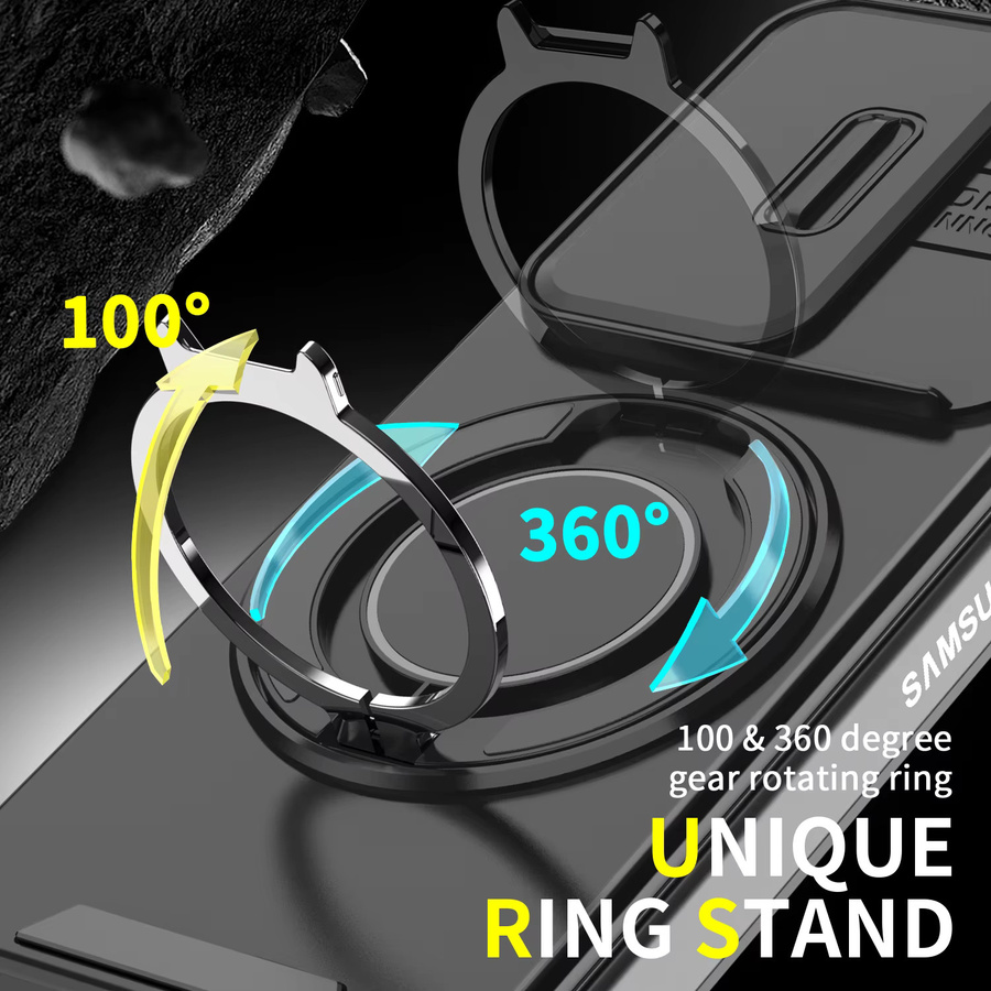 Samsung Galaxy Z Fold6 und Fold7 magnetische Handyhülle mit 360 Grad drehbarem Halter und Kameraschutz in Pink - Bild 2