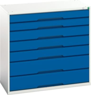 Schubladenschrank Bott verso mit 7 Schubladen, abschließbar, Stahlblech, Farbe: lichtgrau/enzianblau, B/T/H: 105 x 55 x 100 cm - Bild 1