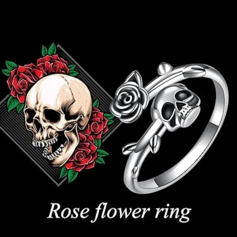 YIRAN Ring, Totenkopf, Kupfer, Roségold, Damen, Vintage, verstellbar - Bild 2