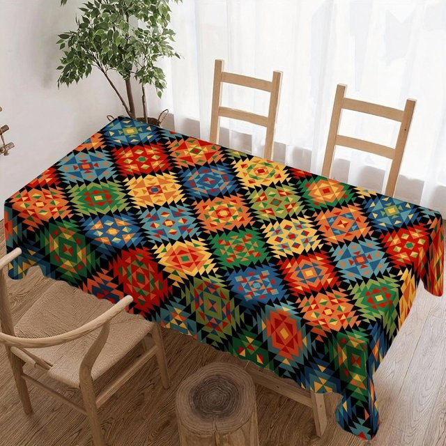 Wasserdichte rechteckige Tischdecke von JINGYUE Pet mit geometrischem Muster in Schwarz, B/L: 90 x 140 cm - Bild 1