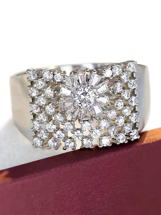 Huitan Damenring, Silber, Zirkonia, Blumendesign - Bild 3