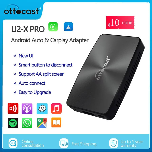 OTTOCAST U2 X PRO Wireless CarPlay und Android Auto Adapter 2 in 1 Smart Box in Schwarz für Toyota und KIA - Bild 1
