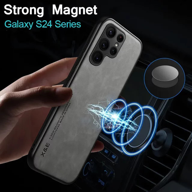 Luxuriöse magnetische Lederhülle für Samsung Galaxy S26 Ultra S25 S24 S23 S22 S21 S20 Note 20 Plus 10 8 mit Vollabdeckung in Grün und Grau - Bild 1