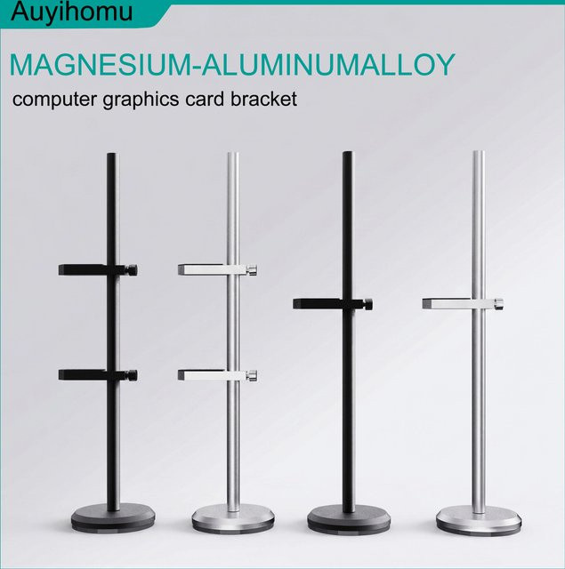 AuyiHomu Verstellbarer Grafikkartenständer aus Aluminiumlegierung in Schwarz für PC-Gehäuse mit Einzel- oder Doppelarm-Option - Bild 1