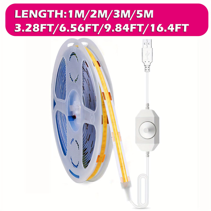 Acosh Neon COB LED-Streifen Warmweiß, 5V USB Flexibles Silikon Seil-Licht, 8mm Breite - Bild 3