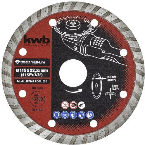 Kwb Diamanttrennscheibe für Stein, Beton und Fliesen, Durchmesser: 115 mm, Bohrungs-Ø: 22 mm, Multicolour - Bild 1
