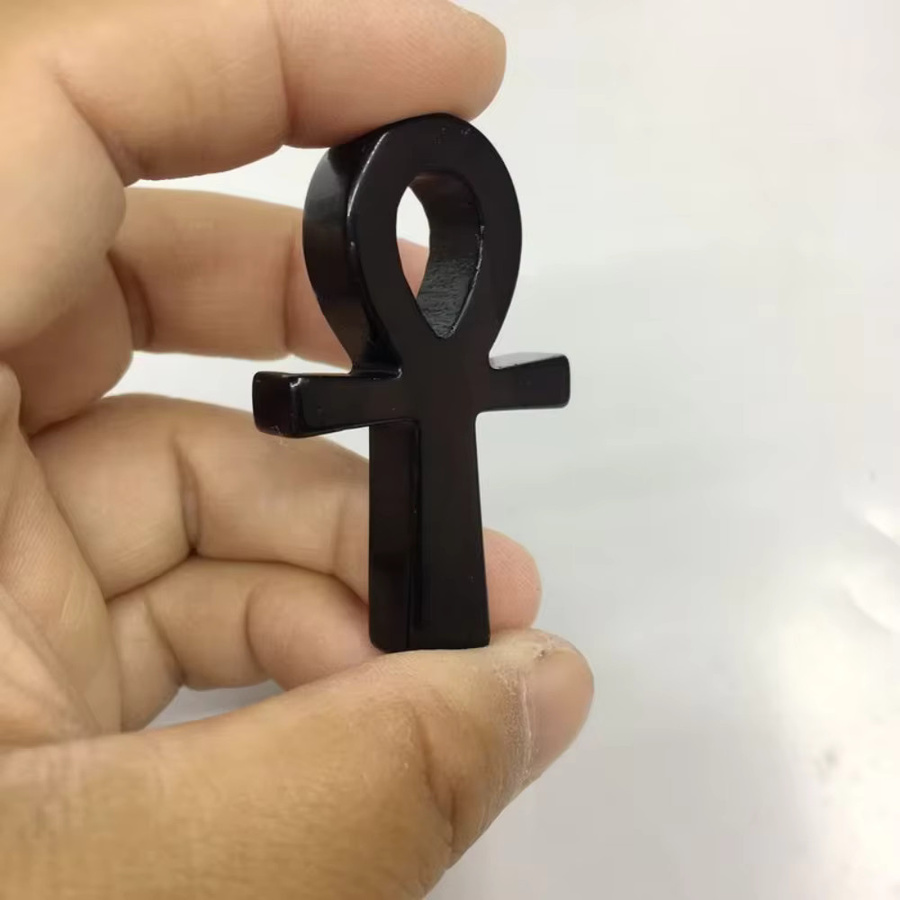 CrystalHola Handgeschnitzter Obsidian Anka Mineralstein in Schwarz als Wohndekoration - Bild 4