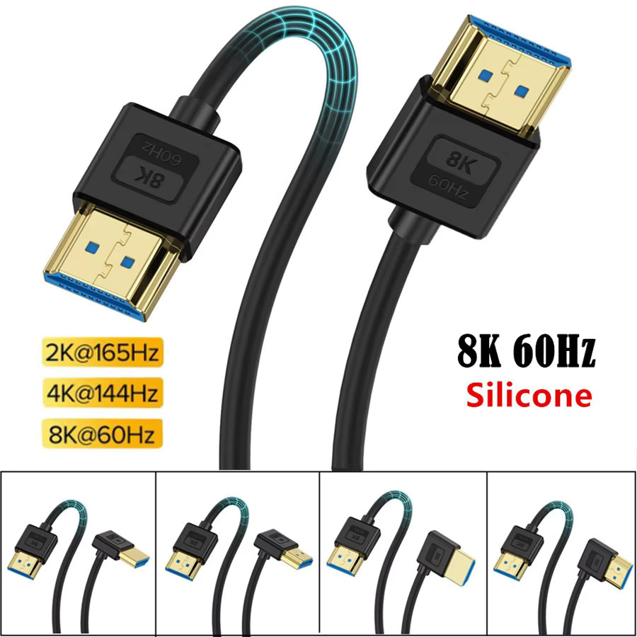 UXG HDMI 2.1 Kabel in Schwarz mit Silikon-Abschirmung und Ellenbogen-Stecker, unterstützt 10K 96Hz, 8K 60Hz und 4K 240Hz - Bild 2