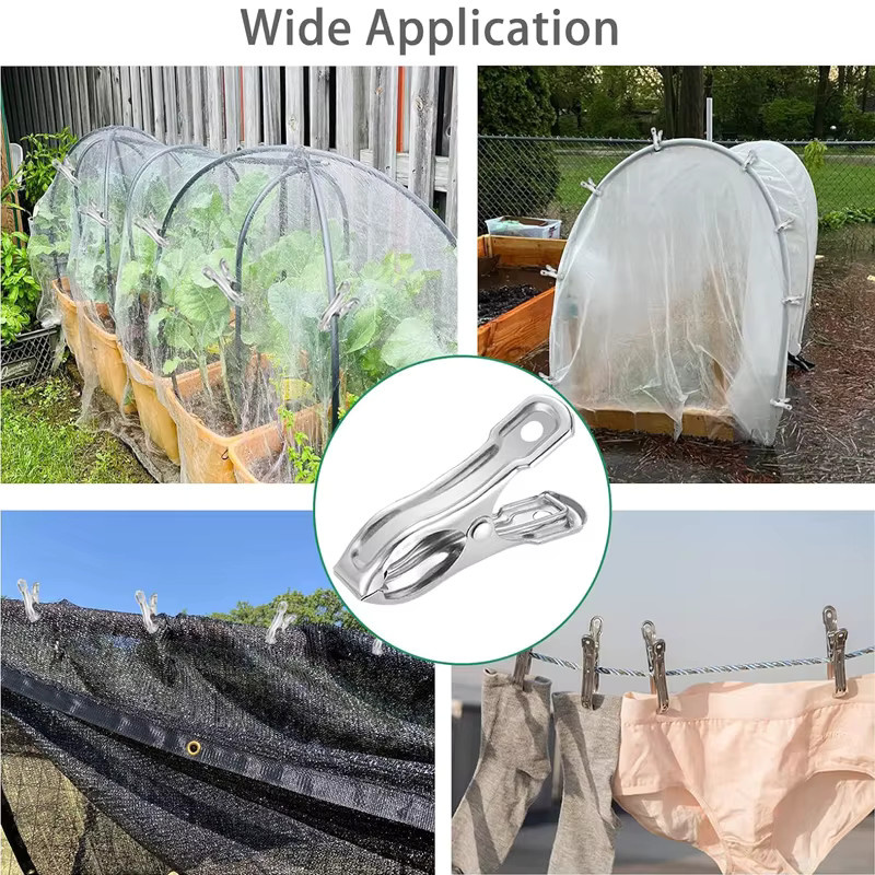 Robuste Gartenklammern aus Edelstahl in Silber zur Befestigung von Gewächshausnetzen und Sonnensegeln - Bild 3